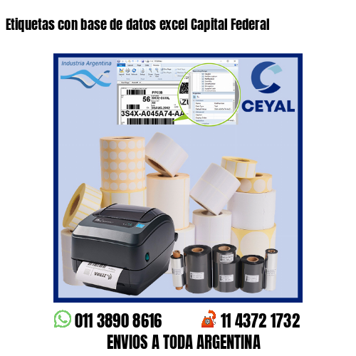 Etiquetas con base de datos excel Capital Federal 