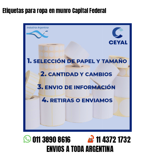 Etiquetas para ropa en munro Capital Federal