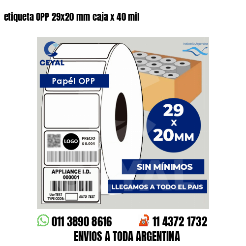 etiqueta OPP 29×20 mm caja x 40 mil