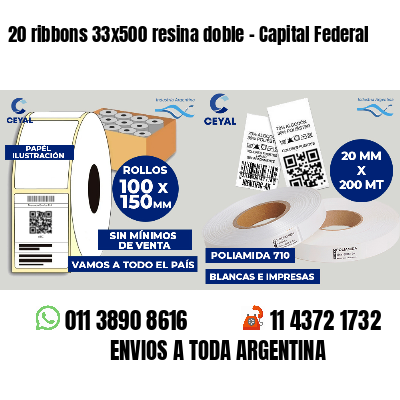 20 ribbons 33x500 resina doble - Capital Federal