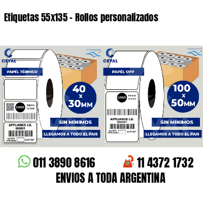Etiquetas 55x135 - Rollos personalizados