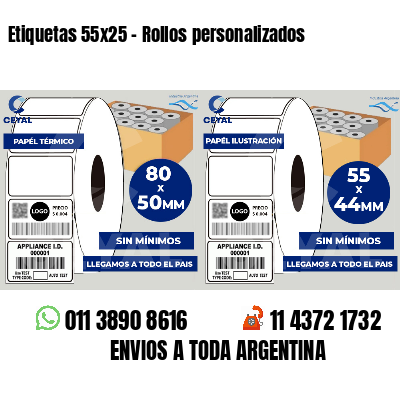 Etiquetas 55x25 - Rollos personalizados