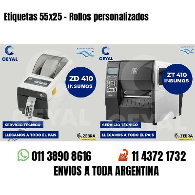 Etiquetas 55x25 - Rollos personalizados