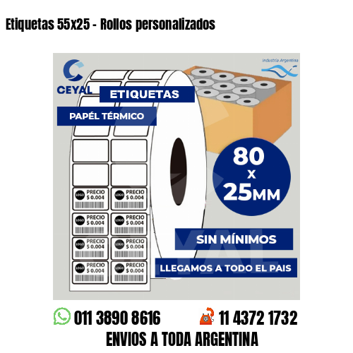 Etiquetas 55×25 – Rollos personalizados