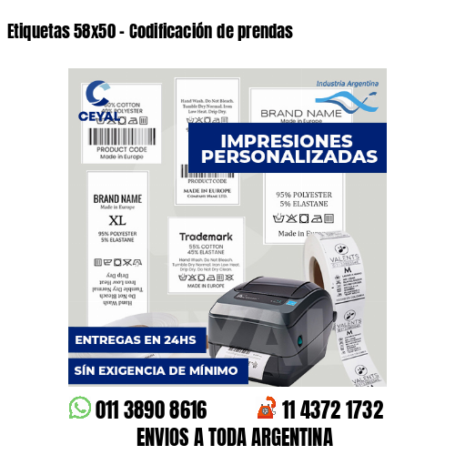 Etiquetas 58x50 - Codificación de prendas