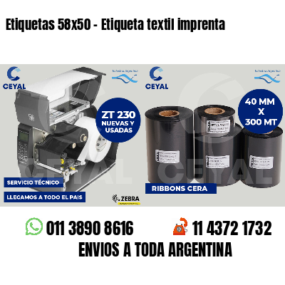 Etiquetas 58x50 - Etiqueta textil imprenta