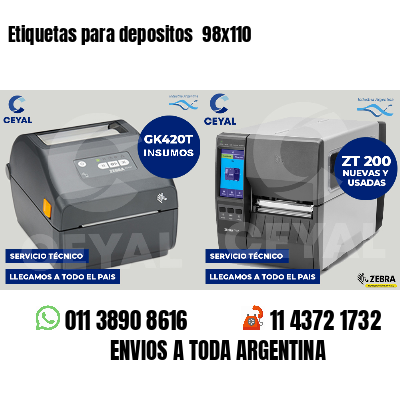 Etiquetas para depositos  98x110