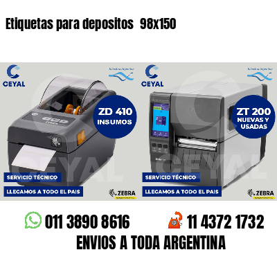Etiquetas para depositos  98x150