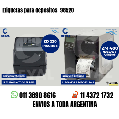 Etiquetas para depositos 98x20