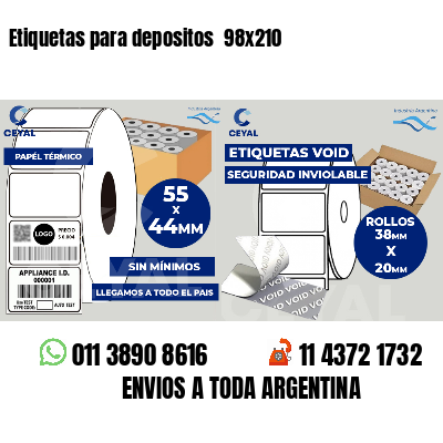 Etiquetas para depositos  98x210