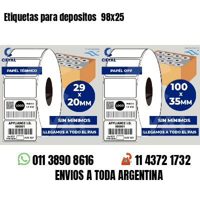 Etiquetas para depositos 98x25