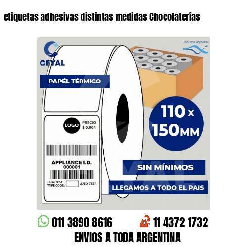 etiquetas adhesivas distintas medidas Chocolaterías