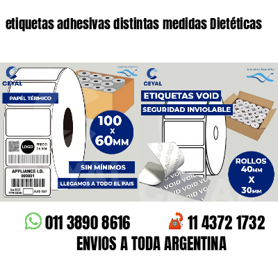 etiquetas adhesivas distintas medidas Dietéticas