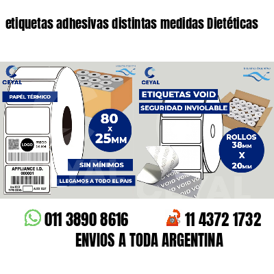 etiquetas adhesivas distintas medidas Dietéticas