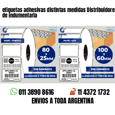 etiquetas adhesivas distintas medidas Distribuidores de indumentaria