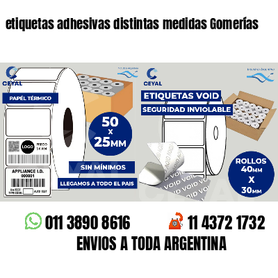 etiquetas adhesivas distintas medidas Gomerías