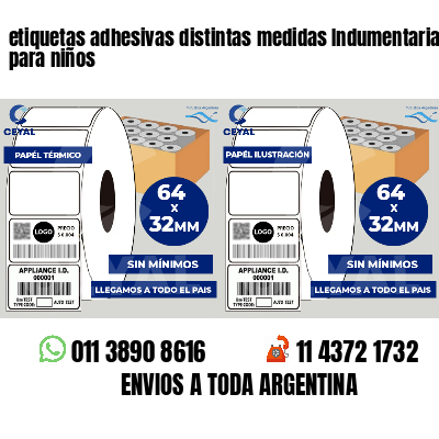 etiquetas adhesivas distintas medidas Indumentaria para niños