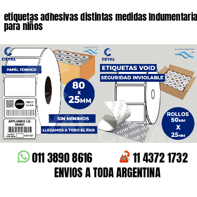 etiquetas adhesivas distintas medidas Indumentaria para niños