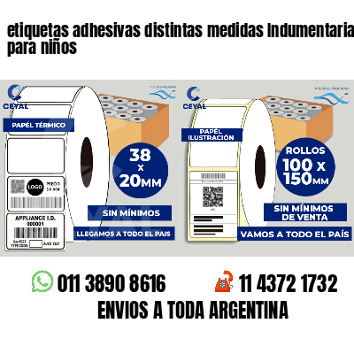 etiquetas adhesivas distintas medidas Indumentaria para niños