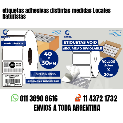 etiquetas adhesivas distintas medidas Locales Naturistas