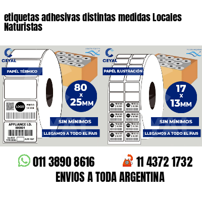 etiquetas adhesivas distintas medidas Locales Naturistas