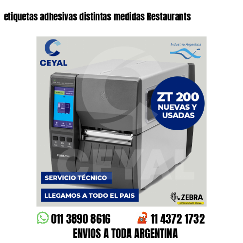 etiquetas adhesivas distintas medidas Restaurants