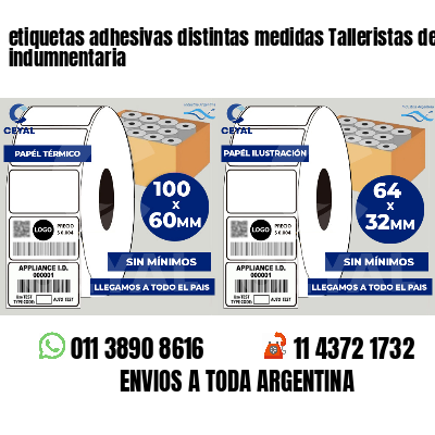 etiquetas adhesivas distintas medidas Talleristas de indumnentaria