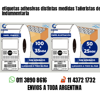 etiquetas adhesivas distintas medidas Talleristas de indumnentaria