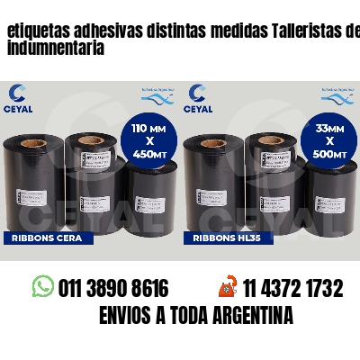 etiquetas adhesivas distintas medidas Talleristas de indumnentaria