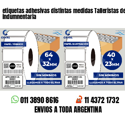 etiquetas adhesivas distintas medidas Talleristas de indumnentaria