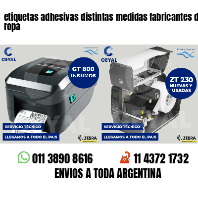 etiquetas adhesivas distintas medidas fabricantes de ropa