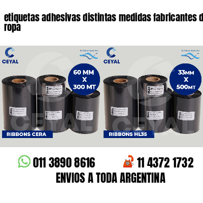 etiquetas adhesivas distintas medidas fabricantes de ropa