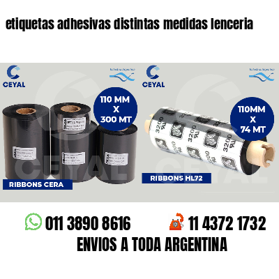 etiquetas adhesivas distintas medidas lenceria