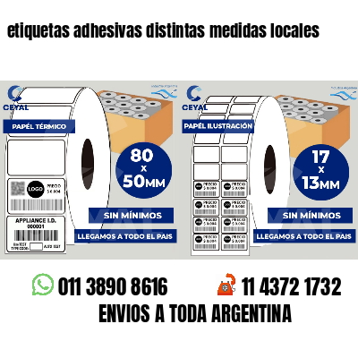 etiquetas adhesivas distintas medidas locales