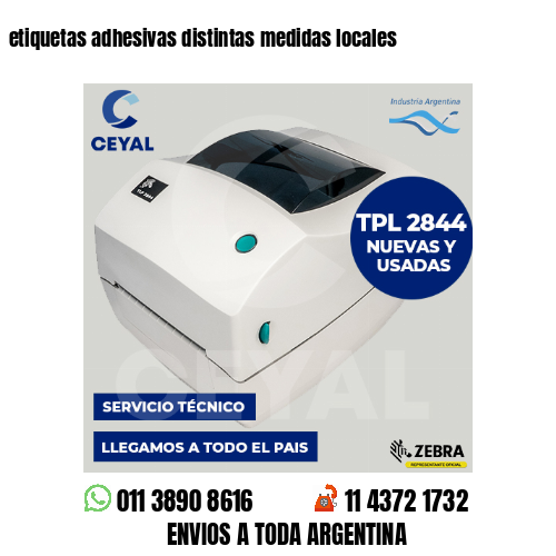 etiquetas adhesivas distintas medidas locales