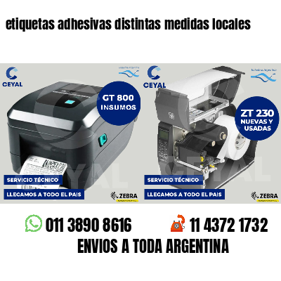 etiquetas adhesivas distintas medidas locales