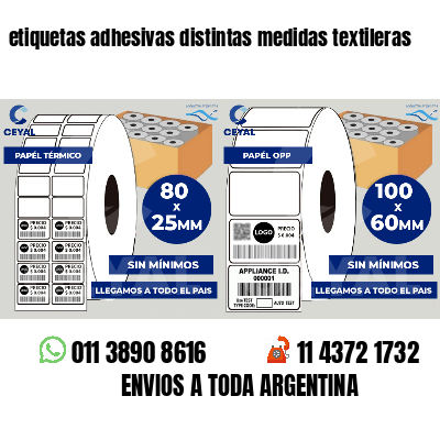 etiquetas adhesivas distintas medidas textileras
