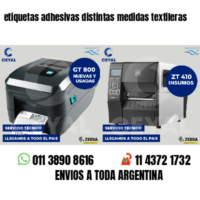 etiquetas adhesivas distintas medidas textileras