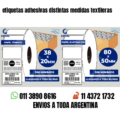 etiquetas adhesivas distintas medidas textileras