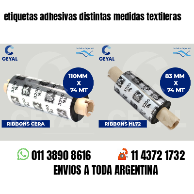 etiquetas adhesivas distintas medidas textileras