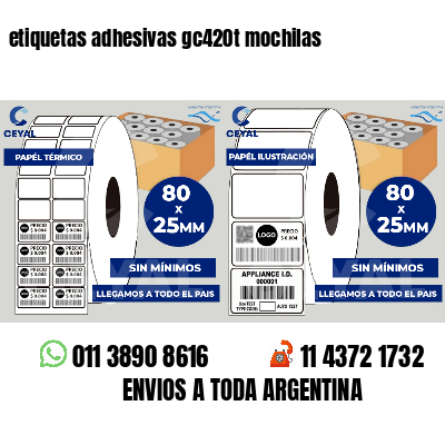 etiquetas adhesivas gc420t mochilas