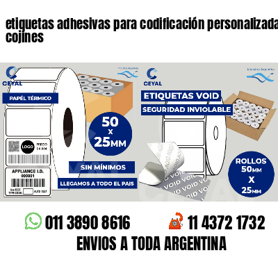etiquetas adhesivas para codificación personalizada cojines