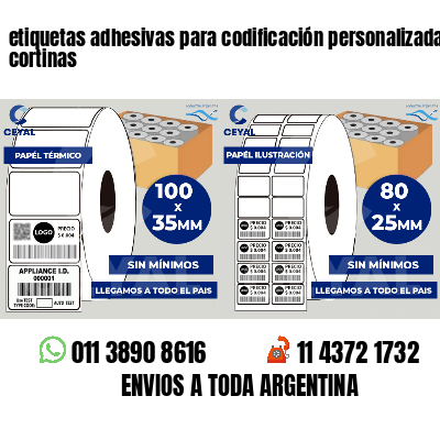 etiquetas adhesivas para codificación personalizada cortinas