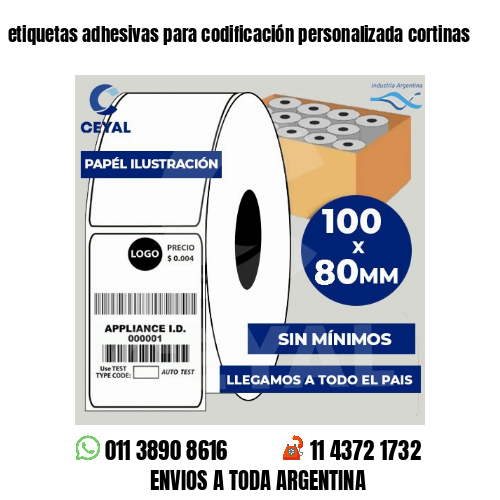 etiquetas adhesivas para codificación personalizada cortinas