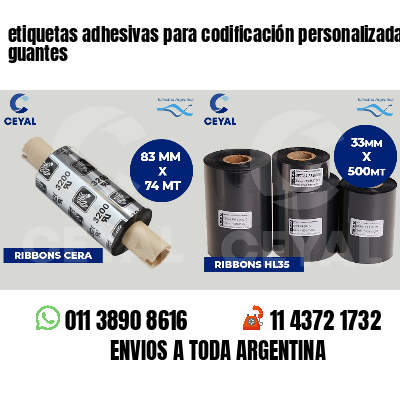 etiquetas adhesivas para codificación personalizada guantes