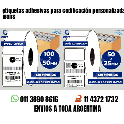 etiquetas adhesivas para codificación personalizada jeans