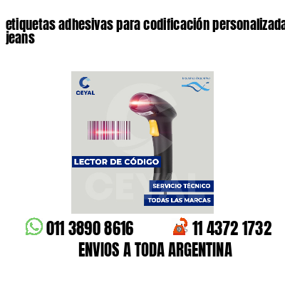 etiquetas adhesivas para codificación personalizada jeans