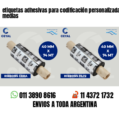 etiquetas adhesivas para codificación personalizada medias