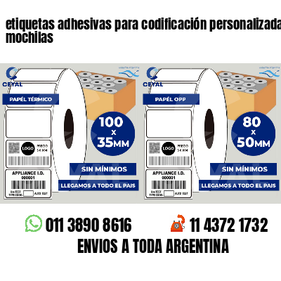 etiquetas adhesivas para codificación personalizada mochilas