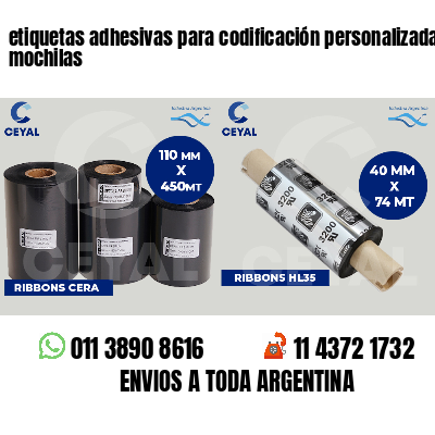 etiquetas adhesivas para codificación personalizada mochilas